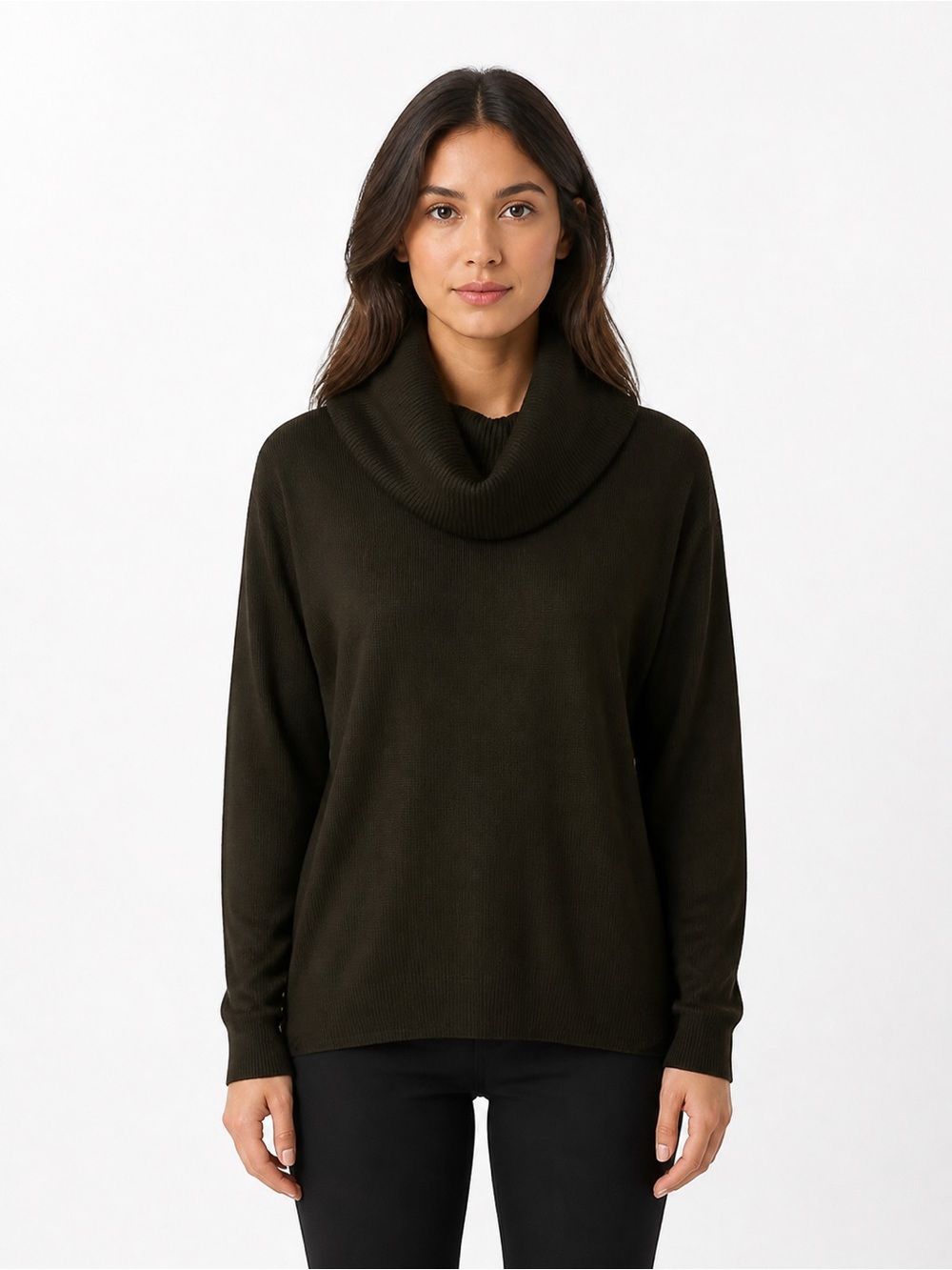 Elegant Black Cowl Neck Sweater